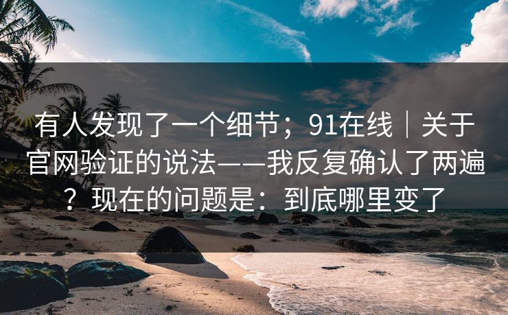 有人发现了一个细节；91在线｜关于官网验证的说法——我反复确认了两遍？现在的问题是：到底哪里变了  第1张