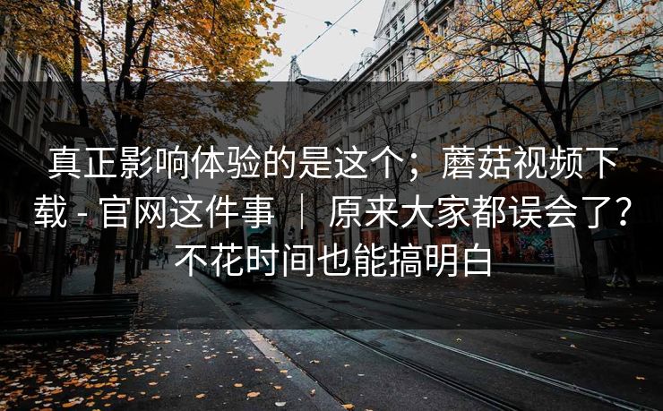 真正影响体验的是这个；蘑菇视频下载 - 官网这件事 ｜ 原来大家都误会了？不花时间也能搞明白  第1张