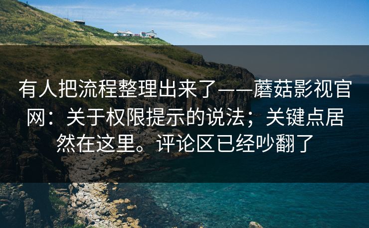 有人把流程整理出来了——蘑菇影视官网：关于权限提示的说法；关键点居然在这里。评论区已经吵翻了  第1张