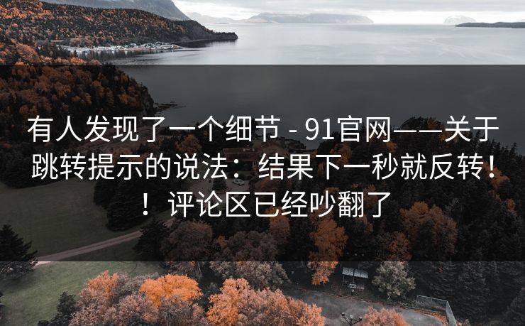 有人发现了一个细节 - 91官网——关于跳转提示的说法：结果下一秒就反转！！评论区已经吵翻了