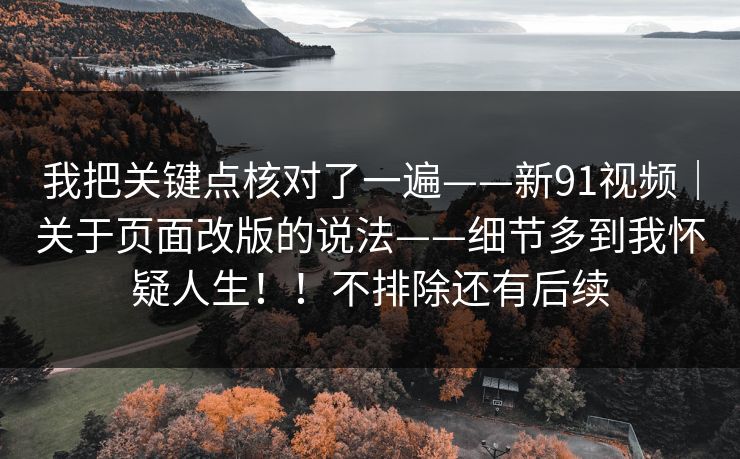 我把关键点核对了一遍——新91视频｜关于页面改版的说法——细节多到我怀疑人生！！不排除还有后续